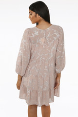 Metallic Print Smock Dress