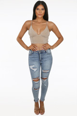 Ribbed Adjustable Strap Bralet