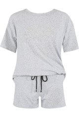 Studded 'COCO' Slogan Trim Top & Shorts Set