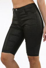 Black Reptile Textured Shorts