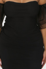 Netted Sleeve Off Shoulder Mini Dress