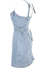 Blue Denim Pocketed Back Zip Up Shift Dress