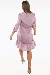 Front Button Up Shift Dress With Gatherings