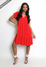 Plain V Neck Smock Dress - 23 Colours