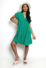 Plain V Neck Smock Dress - 23 Colours