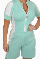 Knitted Zipper Top & Shorts Co-Ord