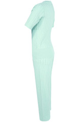 V Neck Ribbed Top & Trouser Set
