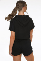 Hooded Sequin Trim Jumper & Sequin Panel Shorts Set 