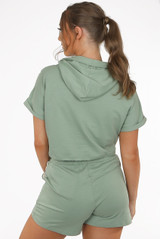 Hooded Sequin Trim Jumper & Sequin Panel Shorts Set 