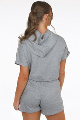 Hooded Sequin Trim Jumper & Sequin Panel Shorts Set 