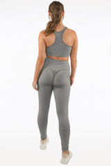 Stripe Print Round Neck Top & Ruched Back Active Pant Set