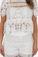 Embroidery Lace High Neck Blouse