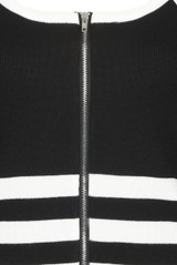 Knitted Stripe Front Zip Up Crop Tops
