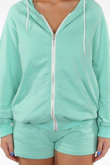 Hooded Zip Up Jumper With Cami & Shorts 3 Piece Set