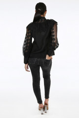 Embroidery Lace Button Up Blouse