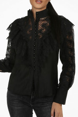 Embroidery Lace Button Up Blouse