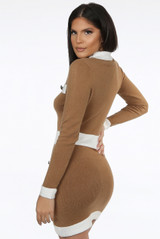Button Trim Knitted Bodycon Dress
