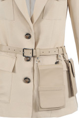 Utility Pocket Pouch Belted Blazer