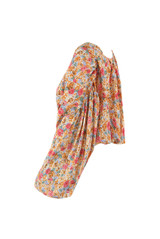 Floral Print Button Trim Wrap Tops