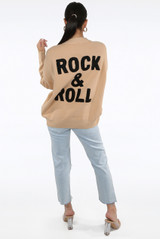 'ROCK & ROLL' Slogan Round Neck Jumper - 5 Colours