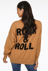 'ROCK & ROLL' Slogan Round Neck Jumper - 5 Colours