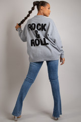 'ROCK & ROLL' Slogan Round Neck Jumper - 5 Colours