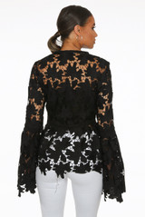 Floral Lace Embroidery V Neck Blouse