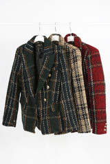 Check Pattern Knit Thread Double Breast Blazers