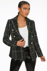 Check Pattern Knit Thread Double Breast Blazers