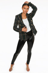 Check Pattern Knit Thread Double Breast Blazers