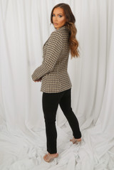 Beige Knit Thread Double Breast Blazers