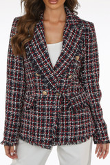 Check Pattern Knit Thread Double Breast Blazers - 3 Colours