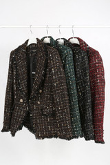 Check Pattern Knit Thread Double Breast Blazers - 4 Colours
