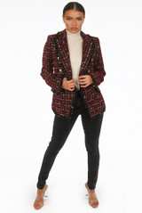 Check Pattern Knit Thread Double Breast Blazers - 4 Colours