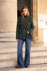 Check Pattern Knit Thread Double Breast Blazers - 4 Colours
