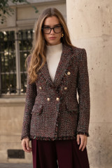 Check Pattern Knitted Double Breast Blazers