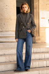 Check Pattern Knitted Double Breast Blazers