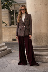 Check Pattern Knitted Double Breast Blazers