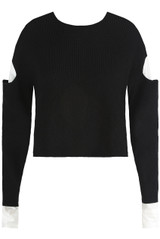 Knitted Cut Out Shoulder Shirt Jumper