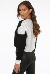 Knitted Cut Out Shoulder Shirt Jumper