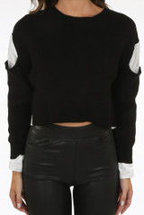 Knitted Cut Out Shoulder Shirt Jumper