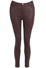 Burgundy Wax Coated Skinny Jeans