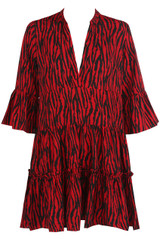 Animal Print Pleated Hem Shift Dress