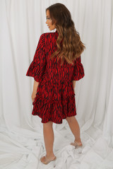 Animal Print Pleated Hem Shift Dress