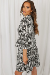 Animal Print Pleated Hem Shift Dress