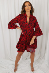 Animal Print Pleated Hem Shift Dress