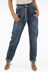 Elasticated Waist Blue Denim Belt Jeans