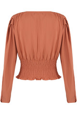 Layered Button Trim Low Neck Blouse - 4 Colours