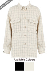 Pearl Button Trim Front Pocketed Shirt