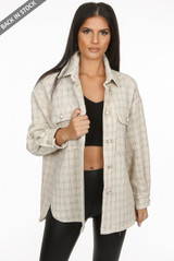 Pearl Button Trim Front Pocketed Shirt
